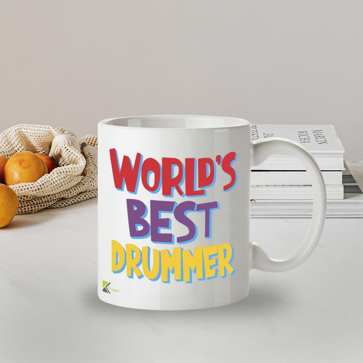 Kruzroyal DZ820 World's Best Drummer Mug 11oz - White Ceramic Coffee & Tea Cup for Musicians, Band Members - Ideal Birthday, Holiday Present