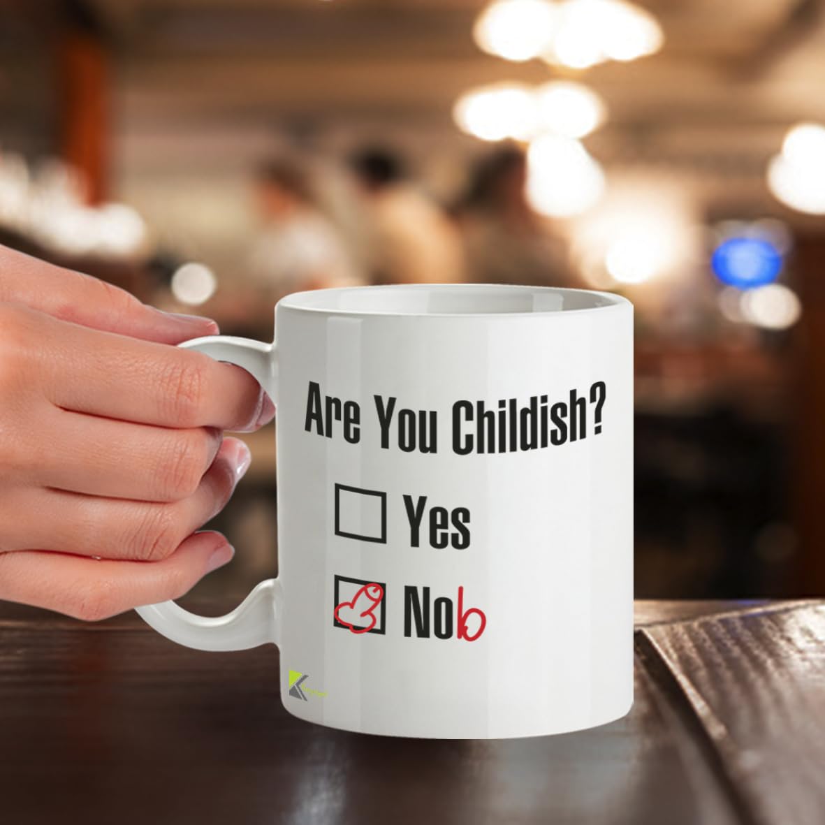 Kruzroyal are You Childish? yes nob Rude Adult Humour Coffee Mug, Cheeky Novelty Tea Cup for Men, Funny Gag Gift for Colleagues & Friends, 11oz