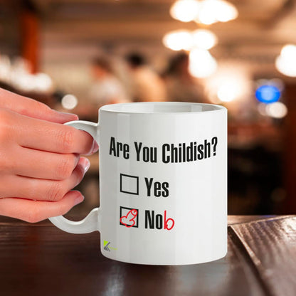 Kruzroyal are You Childish? yes nob Rude Adult Humour Coffee Mug, Cheeky Novelty Tea Cup for Men, Funny Gag Gift for Colleagues & Friends, 11oz