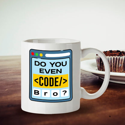 Kruzroyal Do You Even Code Bro Funny Mug - Novelty Programmer Gift for Developer Coder Men Women Colleague