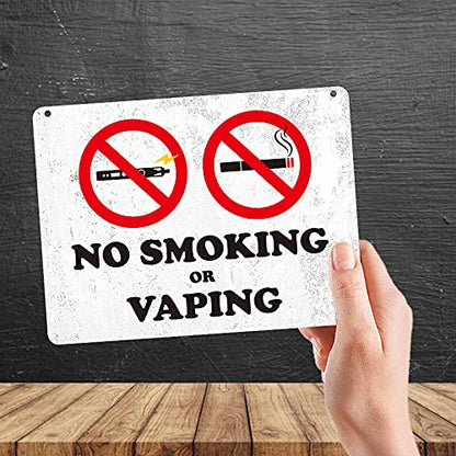 Kruzroyal MP444 No Smoking or Vaping Funny Novelty Retro Vintage Metal Wall Sign Plaque 20cm x 15cm