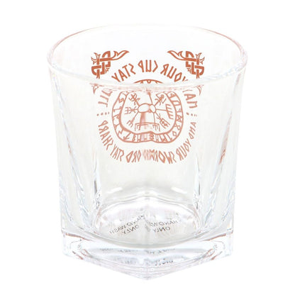 something different Glass Viking Lowball Glass, 300ml, Vegvisir Compass Design, Norse Mythology Theme, with Cork Coaster, Gift Set