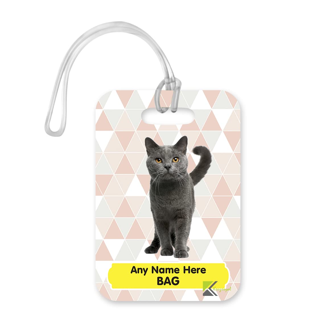 PLT252 Personalised Name's Bag with Cat Image Novelty Funny Unique Designer Gift Glossy Plastic Suitcase Luggage Tag