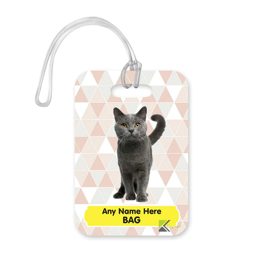 PLT252 Personalised Name's Bag with Cat Image Novelty Funny Unique Designer Gift Glossy Plastic Suitcase Luggage Tag
