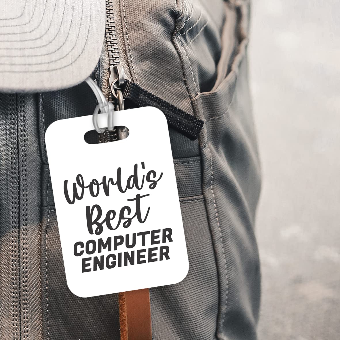 LT407 World's Best Computer Engineer Novelty Funny Unique Designer Gift, Suitcase, Glossy Plastic Luggage Tag for Computer Engineer