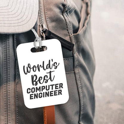 LT407 World's Best Computer Engineer Novelty Funny Unique Designer Gift, Suitcase, Glossy Plastic Luggage Tag for Computer Engineer