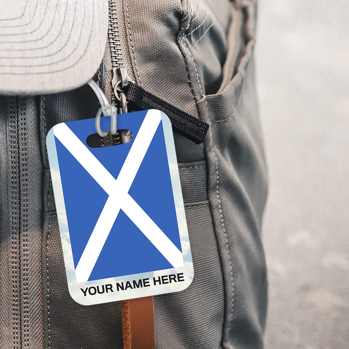 PLT282 Personalised Name with Scotland Flag Novelty Funny Unique Designer Gift Glossy Plastic Suitcase Luggage Tag