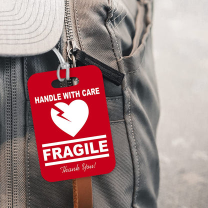 LT033 Handle with Care - Fragile - Thank You Novelty Funny Unique Designer Gift Glossy Plastic Suitcase Luggage Tag