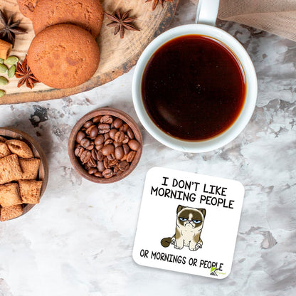 CS808 I Don't Like Morning People or Mornings or People Novelty Funny Coffee Tea Drink Gift Glossy MDF Wooden Coaster