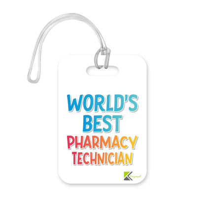 LT475 World's Best Pharmacy Technician Novelty Funny Unique Designer Gift, Suitcase, Glossy Plastic Luggage Tag for Pharmacy Technician