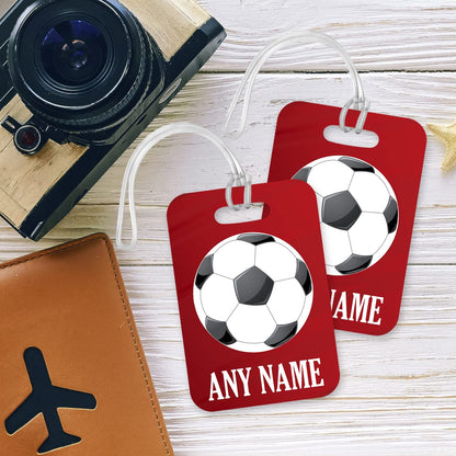 PLT239 Personalised Name : Football Lover Novelty Funny Unique Designer Gift Glossy Plastic Suitcase Luggage Tag