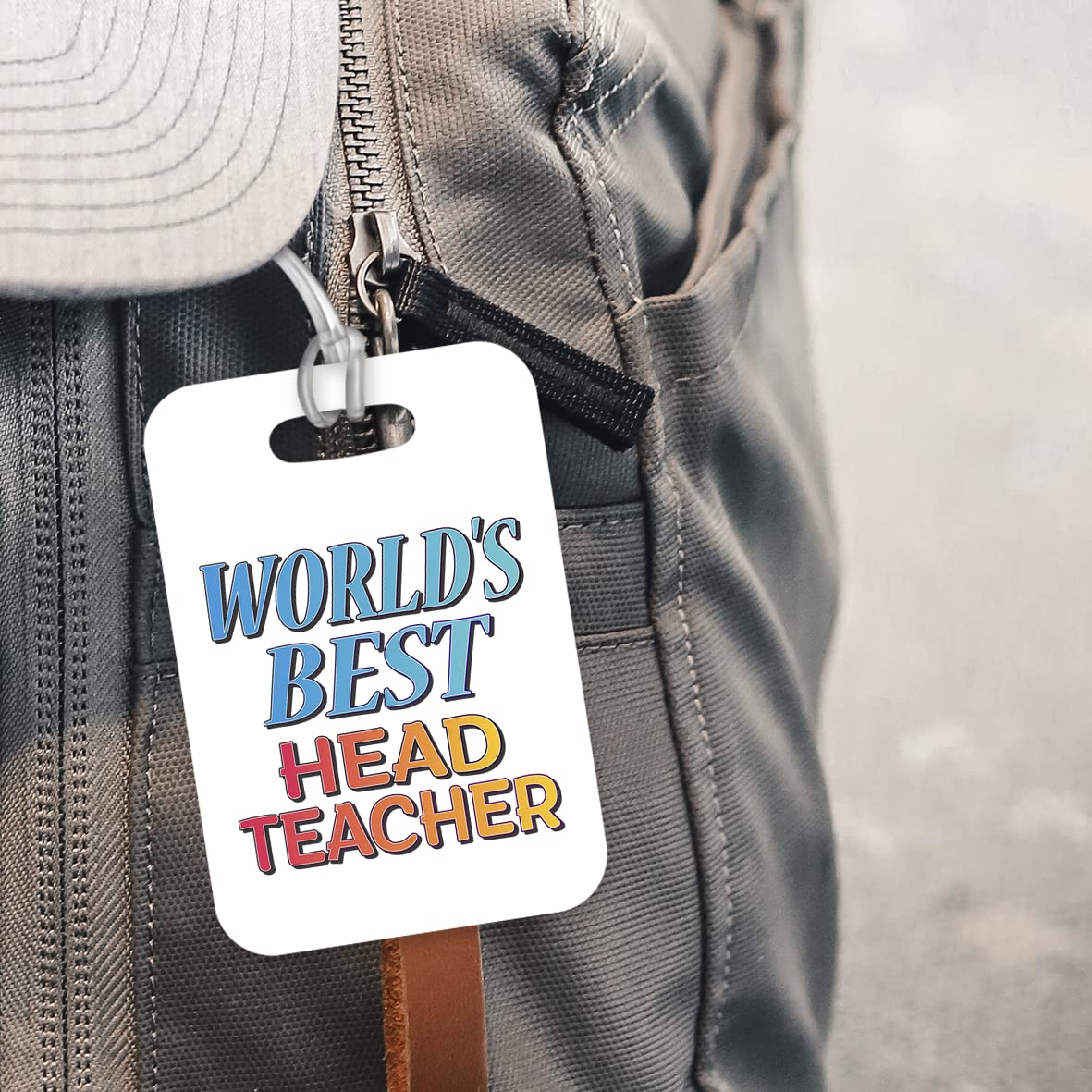 LT447 World's Best Head Teacher Novelty Funny Unique Designer Gift, Suitcase, Glossy Plastic Luggage Tag for Head Teacher