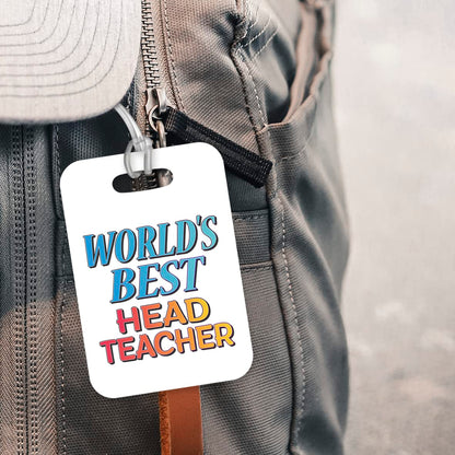 LT447 World's Best Head Teacher Novelty Funny Unique Designer Gift, Suitcase, Glossy Plastic Luggage Tag for Head Teacher