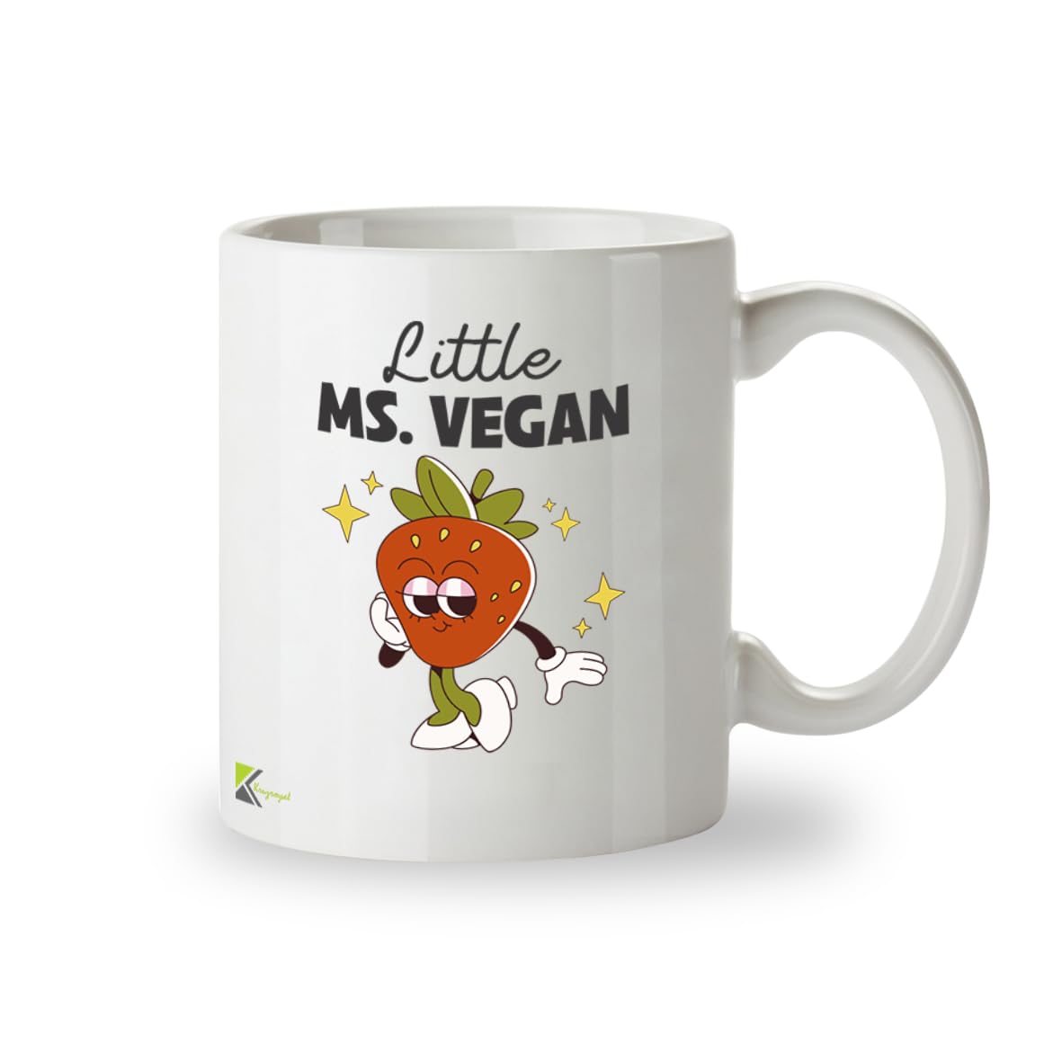 Kruzroyal Little Ms Vegan Mug | Retro Cartoon Gift for Women | Funny Vegan Coffee Mug 11oz | Dishwasher Safe Ceramic Cup for Her