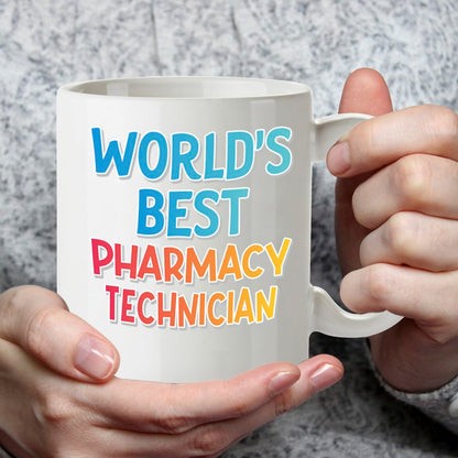 Kruzroyal DZ875 World's Best Pharmacy Technician Mug 11oz - White Ceramic Cup for Dispenser, Chemist Staff - Thank You, Leaving, Birthday Present