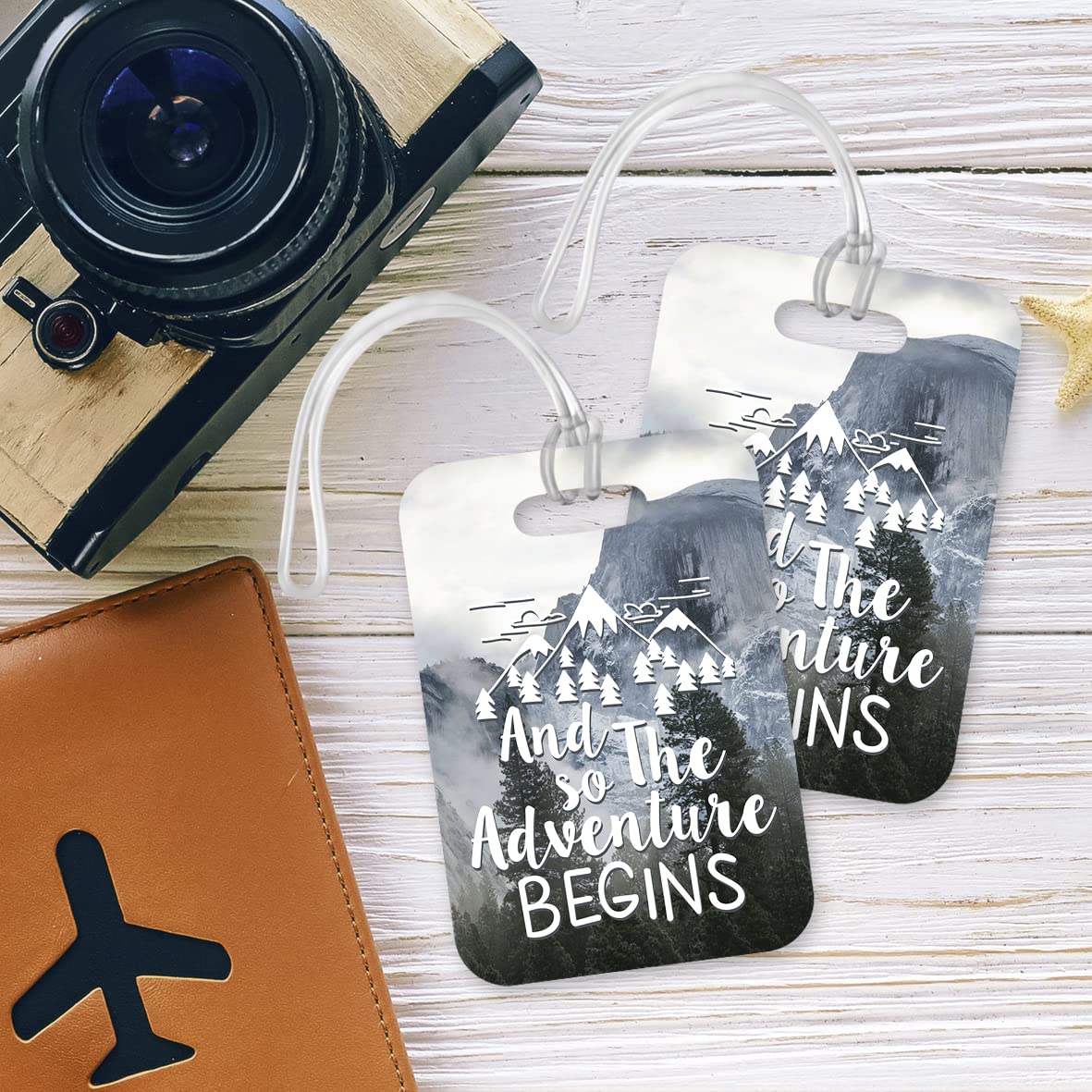 LT065 and So The Adventure Begins Novelty Funny Unique Designer Gift Glossy Plastic Suitcase Luggage Tag