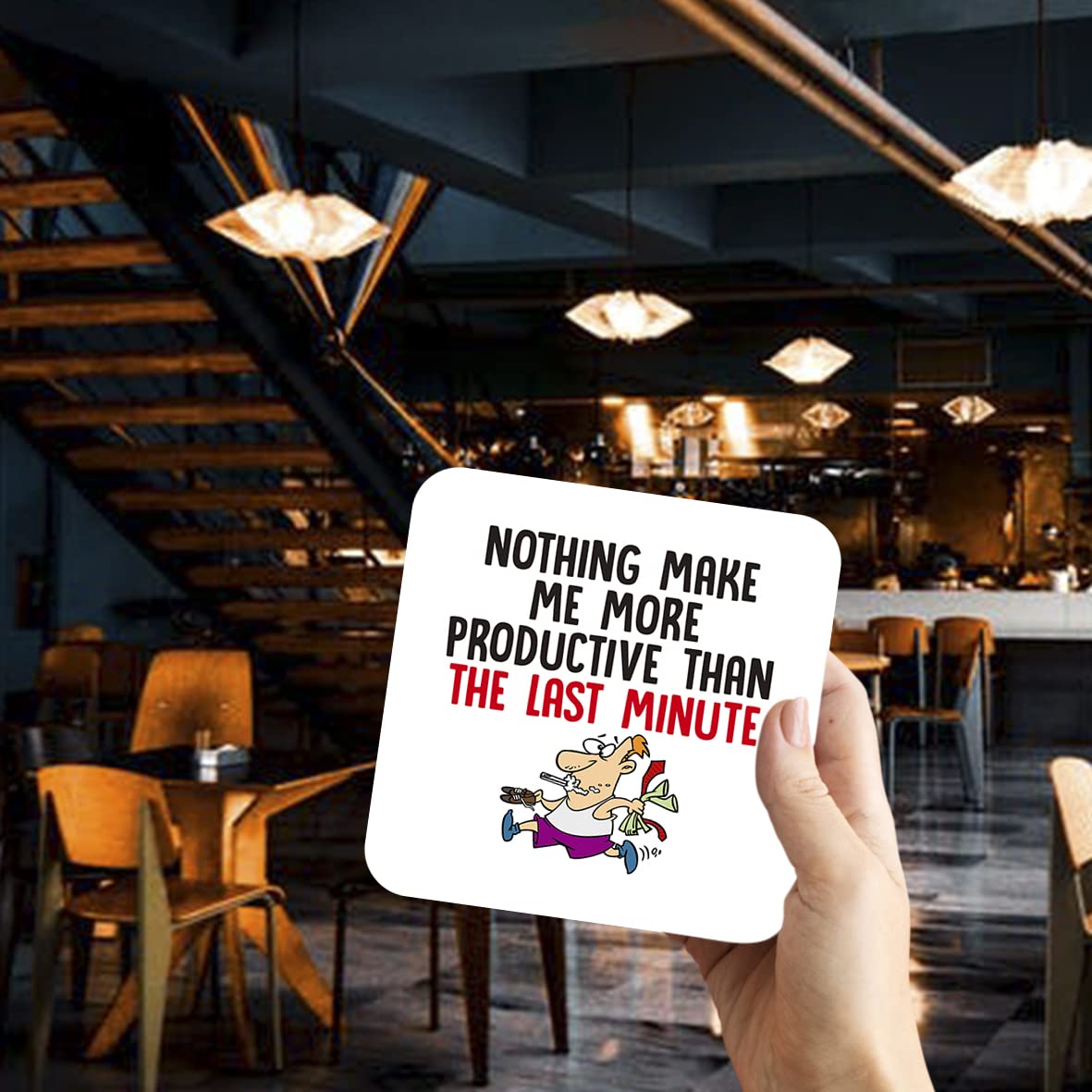 CS430 Nothing Make me More Productive Than The Last Minute Novelty Funny Coffee Tea Drink Gift Glossy MDF Wooden Coaster