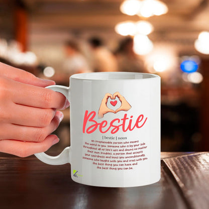 Kruzroyal DZ952 Bestie Definition Coffee Mug | Inspirational Best Friend, Soul Sister, BFF Gift for Women & Teen Girls | 11oz White Ceramic Friendship Mug