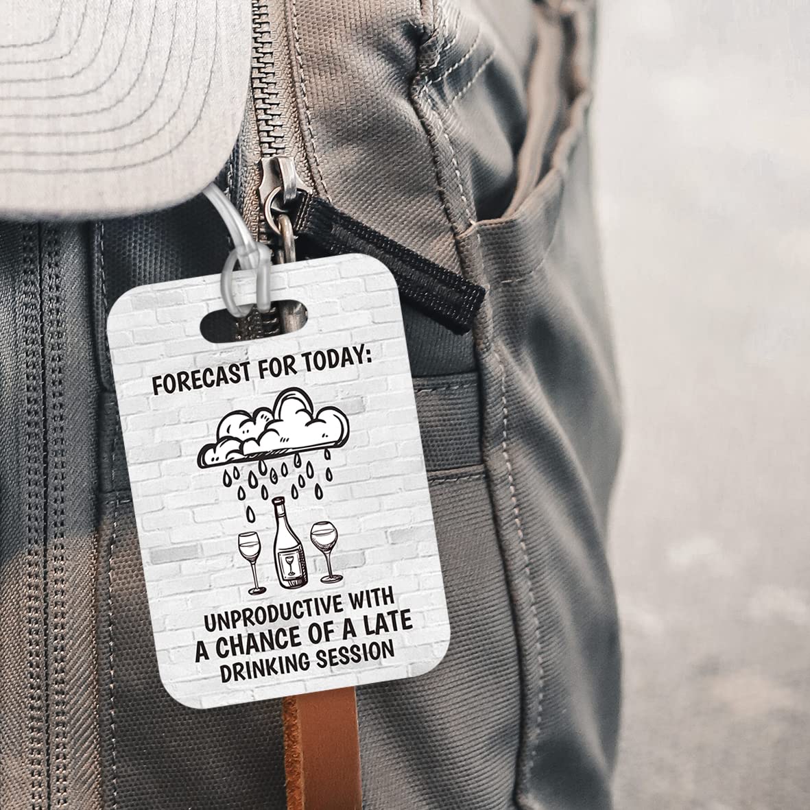 LT297 Forecast for Today: Unproductive with a Chance of a Late Drinking Session Novelty Funny Unique Designer Gift Glossy Plastic Suitcase Luggage Tag