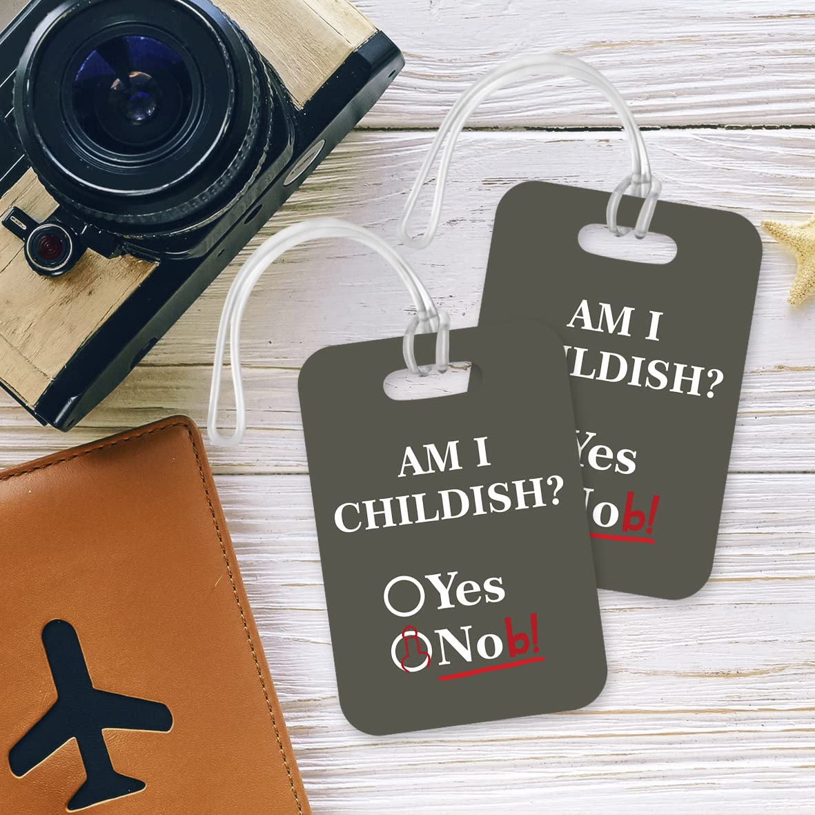 LT161 Am I Childish? Nob Novelty Funny Unique Designer Gift Glossy Plastic Suitcase Luggage Tag