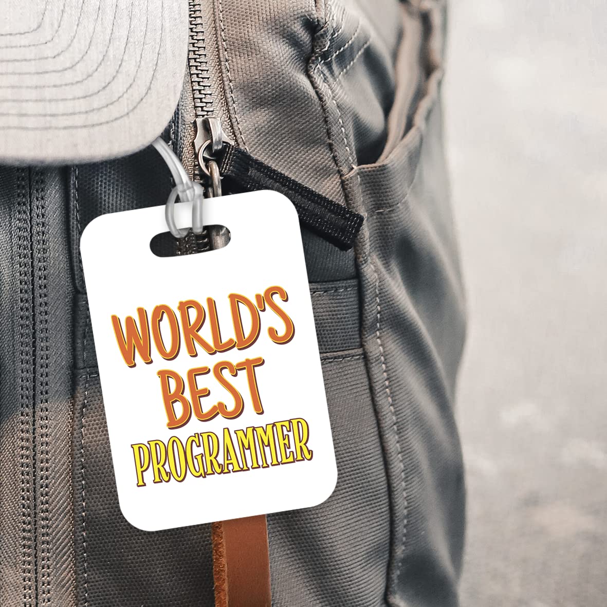 LT487 World's Best Programmer Novelty Funny Unique Designer Gift, Suitcase, Glossy Plastic Luggage Tag for Programmer