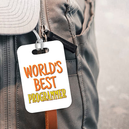 LT487 World's Best Programmer Novelty Funny Unique Designer Gift, Suitcase, Glossy Plastic Luggage Tag for Programmer