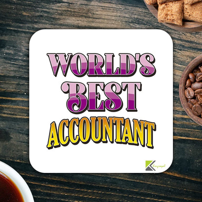 WB051 World's Best Accountant MDF Wooden Coaster by Kruzroyal | Gift for Midwife | Unique Novelty Present | 9cm x 9cm | Coffee Tea MDF Wooden Coaster