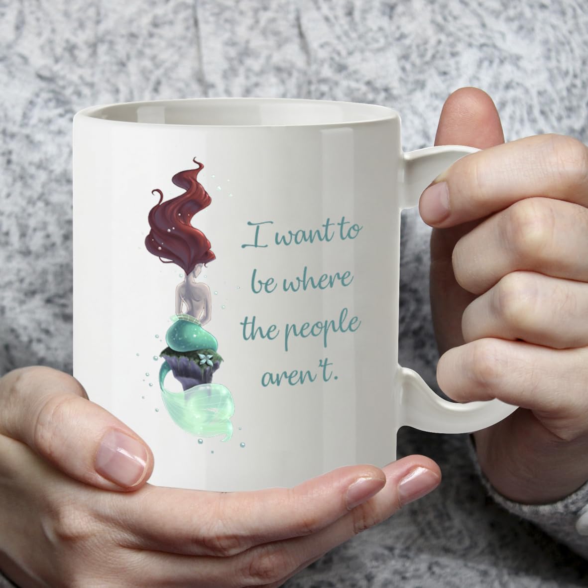 Kruzroyal DZ212 I Want to be Where The People aren't/Mermaid Funny Novelty Great Gift Idea Coffee Tea Mug