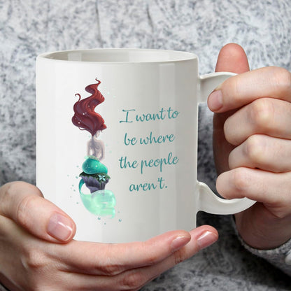 Kruzroyal DZ212 I Want to be Where The People aren't/Mermaid Funny Novelty Great Gift Idea Coffee Tea Mug