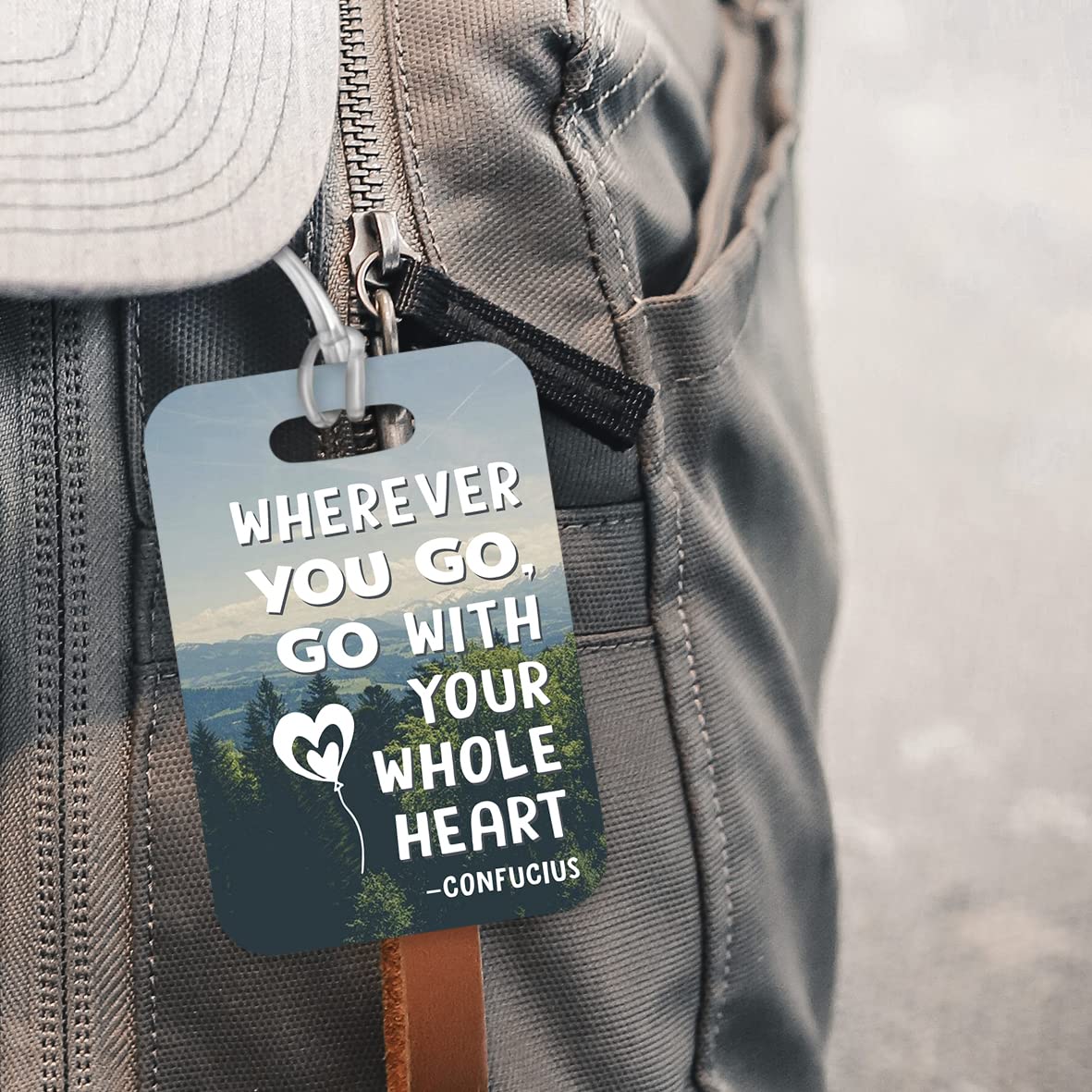 LT021 Whereever You go, go with Your Whole Heart - Confucius Novelty Funny Unique Designer Gift Glossy Plastic Suitcase Luggage Tag