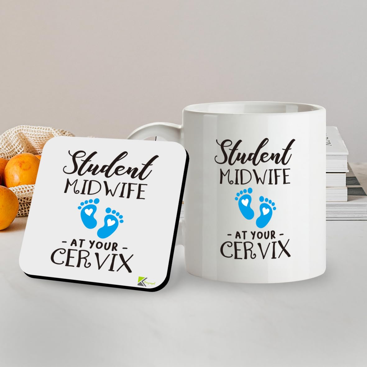 Kruzroyal SM027 Student Midwife - at Your Cervix - 11OZ Mug & Matching Coaster Set