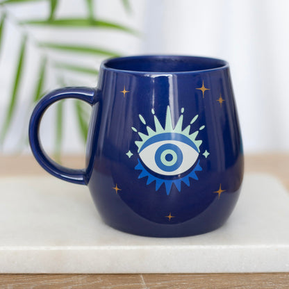 Something Different Wholesale Enchanting All Seeing Eye Colour Changing Mug - Evil Eye Talisman, Blue & Gold Design, Good Luck & Protection Tea/Coffee Cup