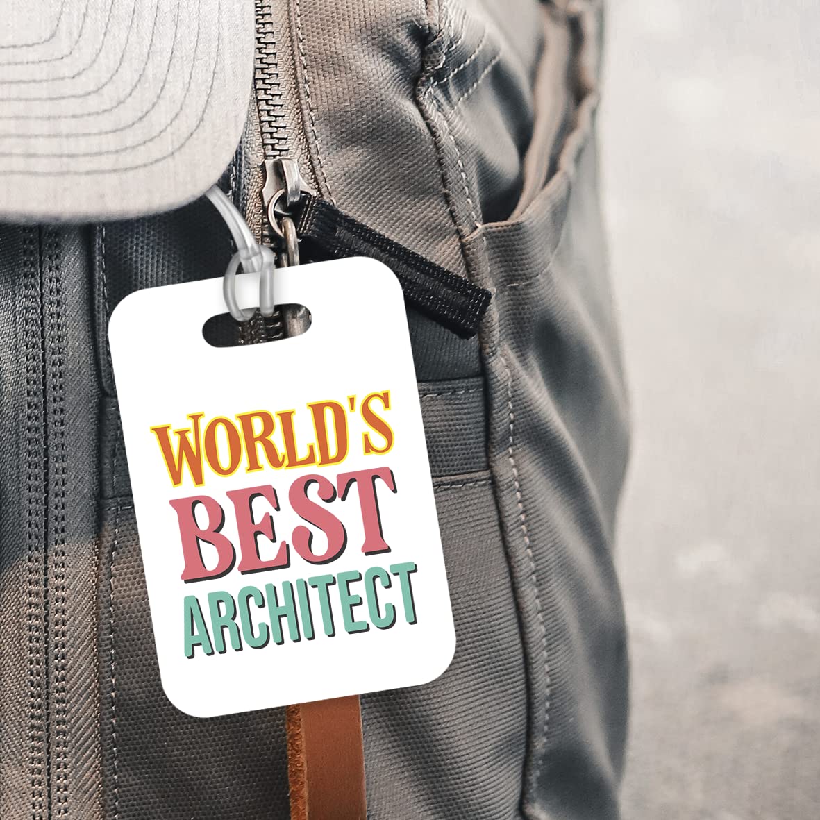 LT457 World's Best Architect Novelty Funny Unique Designer Gift, Suitcase, Glossy Plastic Luggage Tag for Architect