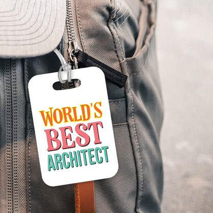 LT457 World's Best Architect Novelty Funny Unique Designer Gift, Suitcase, Glossy Plastic Luggage Tag for Architect
