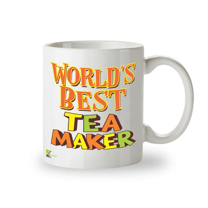 Kruzroyal DZ828 World's Best Tea Maker Mug 11oz - White Ceramic Cup for a Perfect Brew - Funny Birthday, Office Thank You Gift for Colleague, Friend