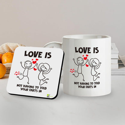 Kruzroyal SM093 Love is not Having to Hold Your Farts in Anymore - 11OZ Mug & Matching Coaster Set
