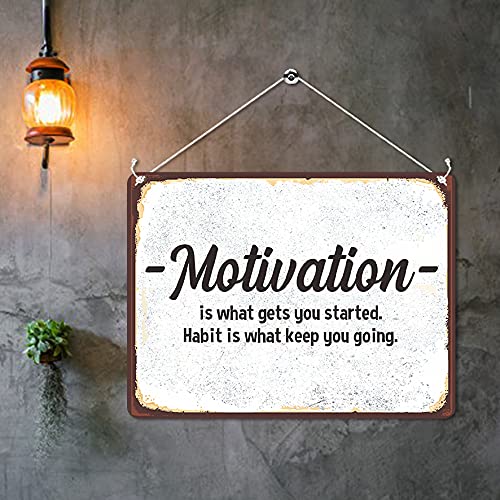 Kruzroyal MP468 Motivation is what gets you started. Habit is what keep you going. Funny Novelty Retro Vintage Metal Wall Sign Plaque 20cm x 15cm