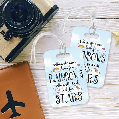 LT170 When It Rains Look for Rainbows, When It's Dark Look for Stars Novelty Funny Unique Designer Gift Glossy Plastic Suitcase Luggage Tag
