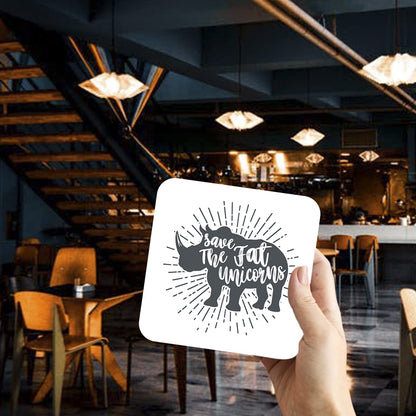 CS501 Save The Fat Unicorns Novelty Funny Coffee Tea Drink Gift Glossy MDF Wooden Coaster