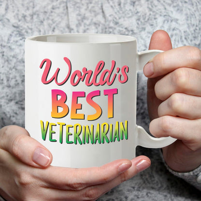 Kruzroyal DZ861 World's Best Veterinarian Mug 11oz - White Ceramic Cup for Vet, Vet Nurse, Surgeon - Thank You, Graduation, Birthday Present