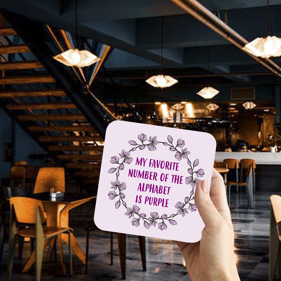 CS655 My Favorite Number of The Alphabet is Purple Novelty Funny Coffee Tea Drink Gift Glossy MDF Wooden Coaster