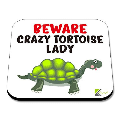 CS062 Beware Crazy Tortoise ladyNovelty Funny Coffee Tea Drink Gift Glossy MDF Wooden Coaster