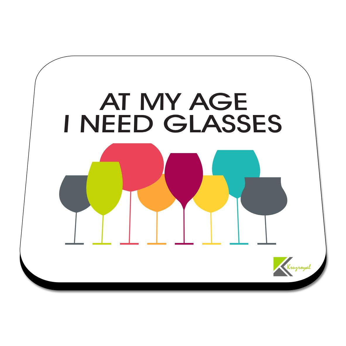 CS321 at My Age i Need Glasses Novelty Funny Coffee Tea Drink Gift Glossy MDF Wooden Coaster