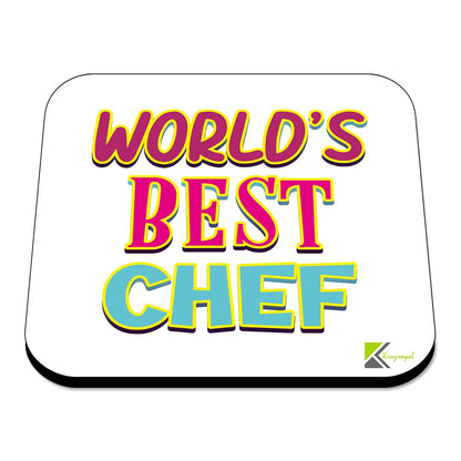 WB060 World's Best CHEF MDF Wooden Coaster by Kruzroyal | Gift for CHEF | Unique Novelty Present | 9cm x 9cm | Coffee Tea MDF Wooden Coaster