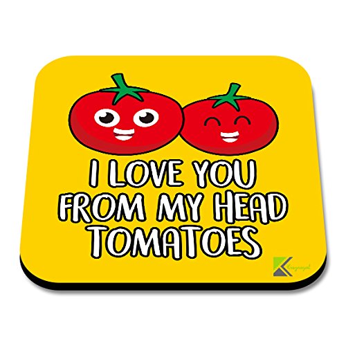 CS004 I Love You from My Head tomatoesNovelty Funny Coffee Tea Drink Gift Glossy MDF Wooden Coaster