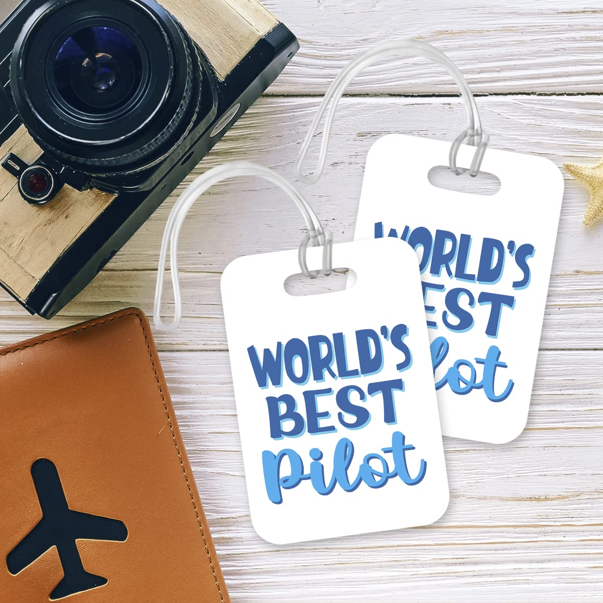 LT485 World's Best Pilot Novelty Funny Unique Designer Gift, Suitcase, Glossy Plastic Luggage Tag for Pilot