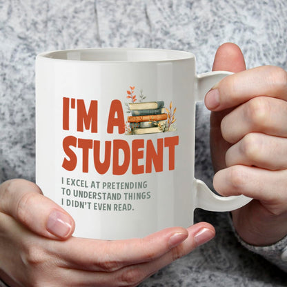 Kruzroyal DZ959 Funny Student Mug - Pretending to Understand Relatable College & University Gift for Exam Stress & Procrastination - Witty Academic Humor - 11oz White Ceramic