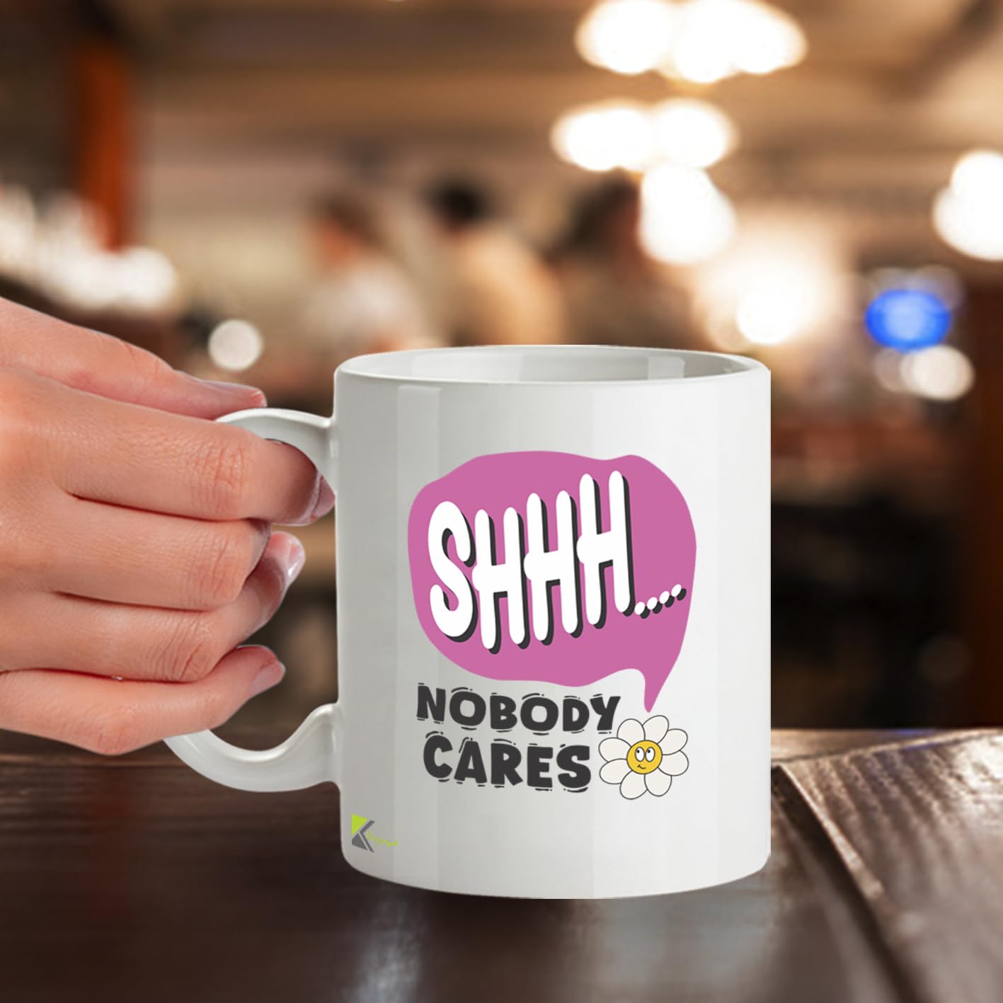 Kruzroyal Shhh Nobody Cares Funny Mug - Sarcastic Novelty Cup Great Gag Gift for Work Colleague Men Women Mate