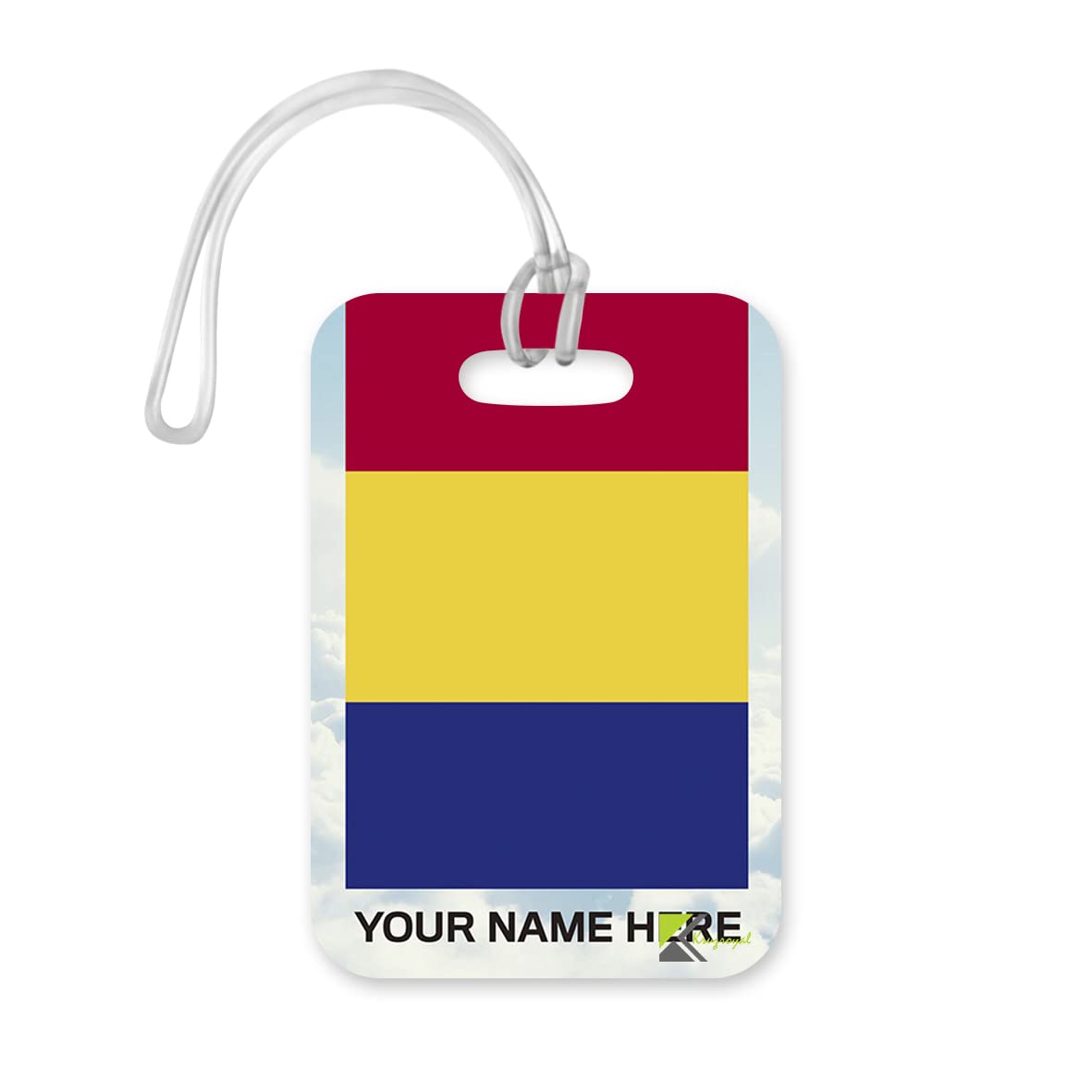 PLT276 Personalised Name with Romania Flag Novelty Funny Unique Designer Gift Glossy Plastic Suitcase Luggage Tag