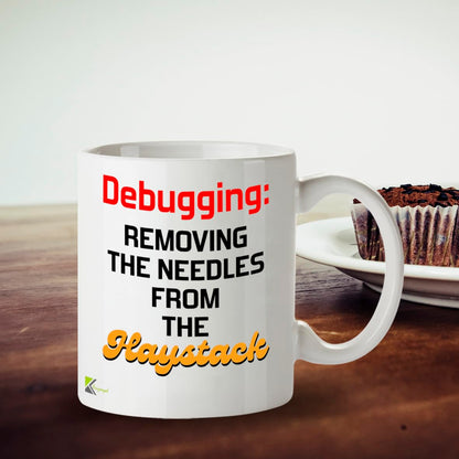 Kruzroyal Debugging Mug | Funny Programmer Gift for Software Engineer Developer Coder | 11oz Ceramic Coffee Cup | Tech Humor
